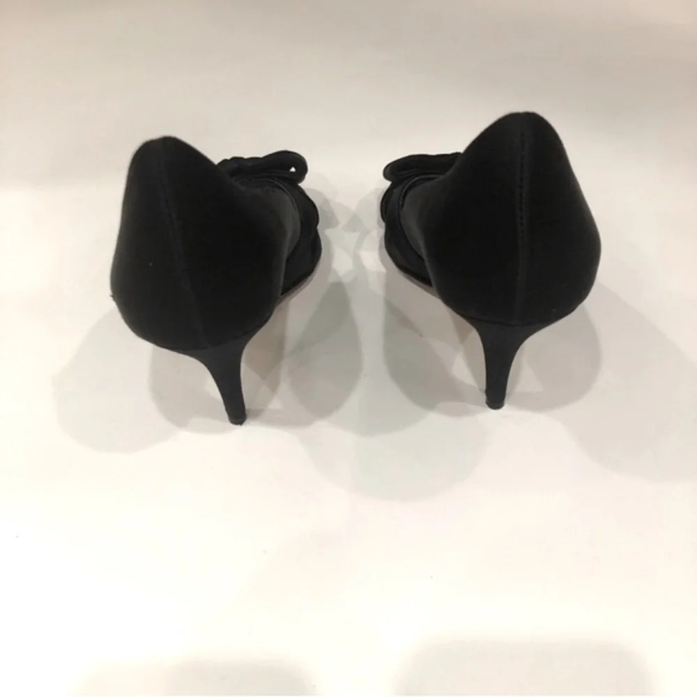 Kate Spade Hera black satin high heeled pumps